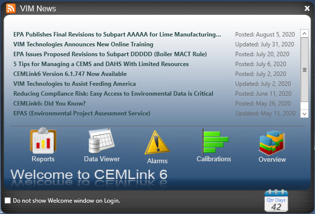 CEMLink Welcome Window 1